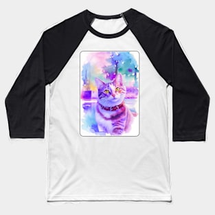 Cat Watercolor Portrait 1 Baseball T-Shirt